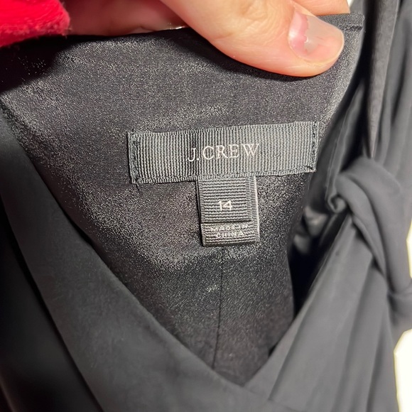 J Crew Spaghetti Strap Black Drapey Faux Wrap Ruffles Mid Calf Midi Womens 14 - Picture 8 of 11